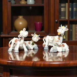 (4) Vintage 1980s George Good Cow Toons Four Porcelain Moo Cows Jim Willoughby